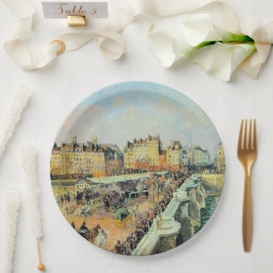 Pont Neuf, Afternoon, Sunlight Camille Pissarro    Paper Plate
