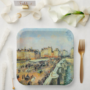 Pont Neuf, Afternoon, Sunlight Camille Pissarro    Paper Plate