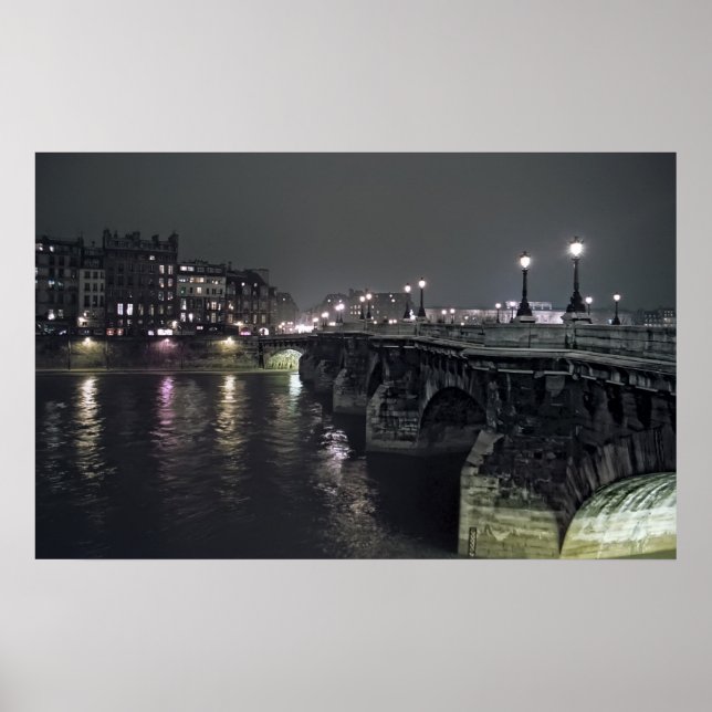 PONT NEUF BRIDGE at NIGHT - PARIS FRANCE Poster (Front)
