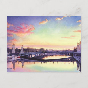 "Pont Neuf Paris" France Watercolor Art Postcard