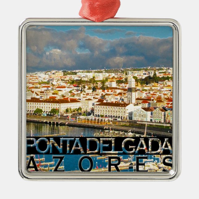 Ponta Delgada Metal Tree Decoration (Front)