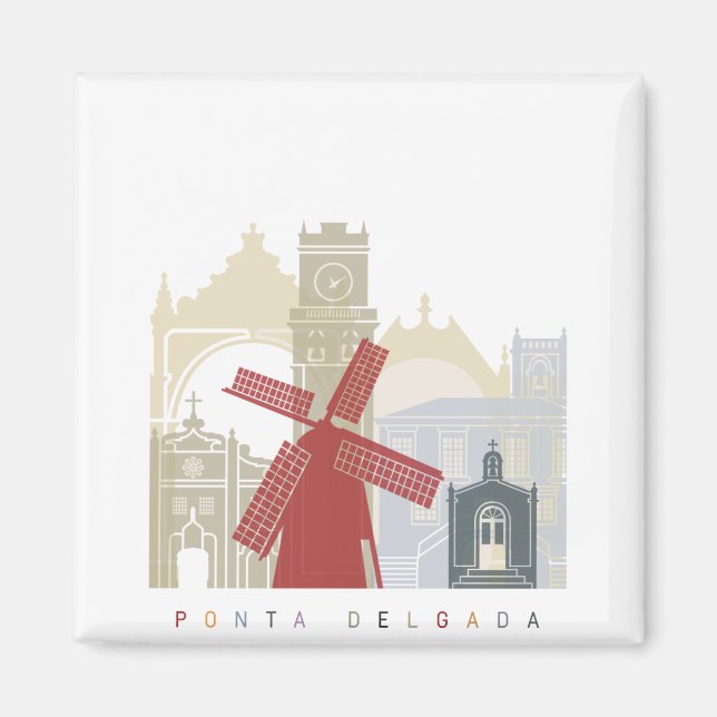Ponta Delgada skyline poster Magnet (Front)