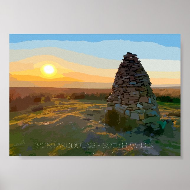Pontarddulais Mountain view landscape vector art Poster (Front)