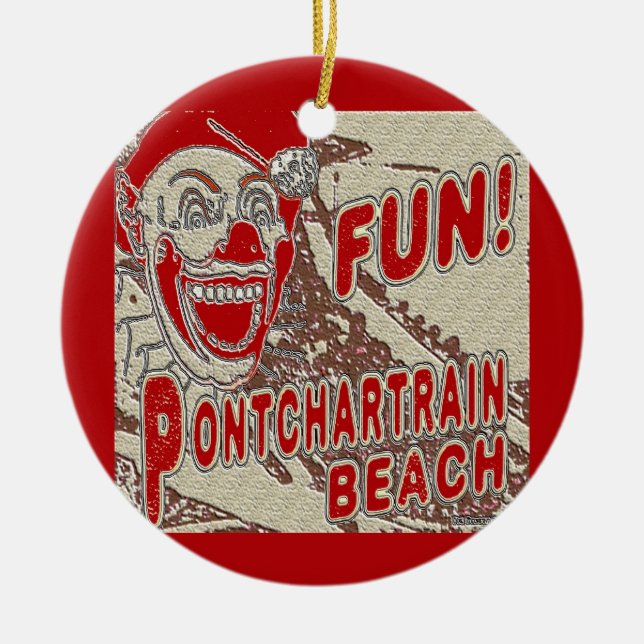 Pontchartrain Beach Clown Ceramic Tree Decoration (Front)