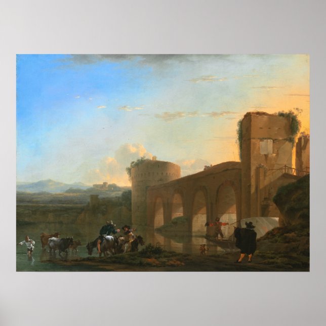 Ponte Molle, Sunset - Jan Asselijn Fine Art Poster (Front)