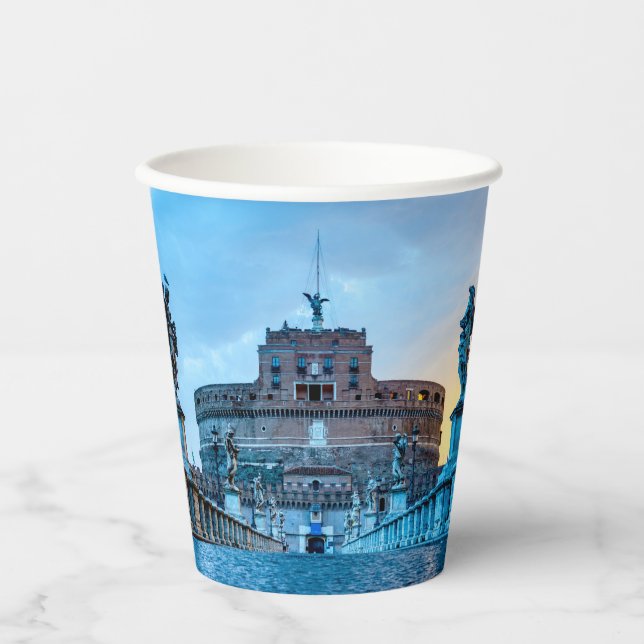 Ponte Sant'Angelo at dawn - Rome Italy Paper Cups (Front)