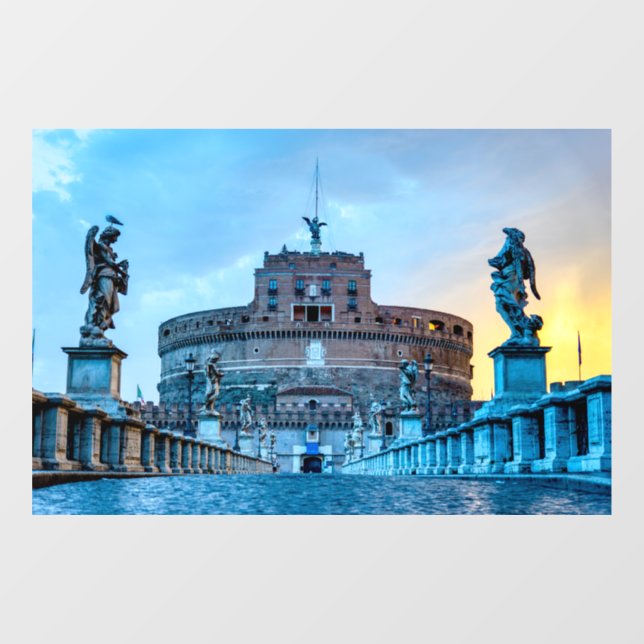 Ponte Sant'Angelo at dawn - Rome Italy Window Cling (Sheet)