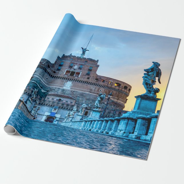 Ponte Sant'Angelo at dawn - Rome Italy Wrapping Paper (Unrolled)