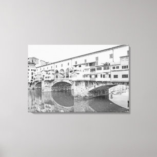 Ponte Vecchio Black and White Sketch Canvas Print