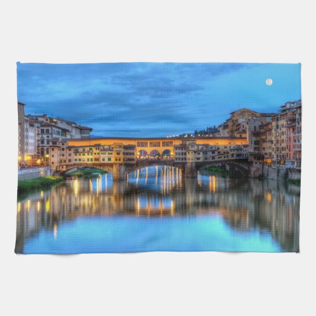 Ponte vecchio bridge in Florence, Italy Tea Towel (Horizontal)