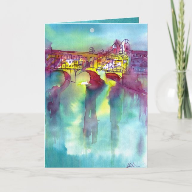 PONTE VECCHIO Florence by Night Watercolor Card (Front)