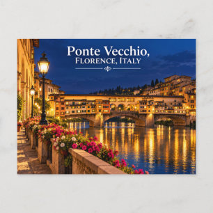 Ponte Vecchio Florence Italy Night Postcard