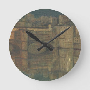 Ponte Vecchio, Florence (oil on canvas) Round Clock