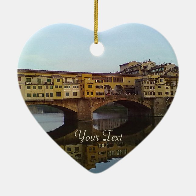 Ponte Vecchio Old Bridge Florence Italy Gift Ceramic Tree Decoration (Back)