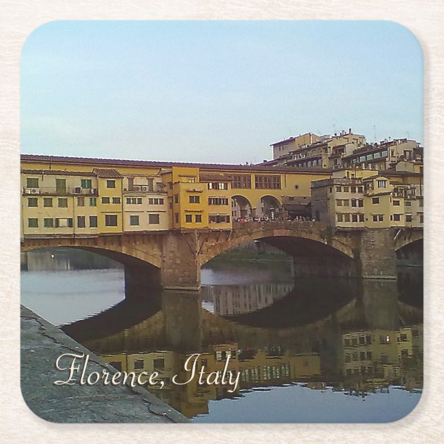 Ponte Vecchio Old Bridge Florence Italy Gift Square Paper Coaster (Front)