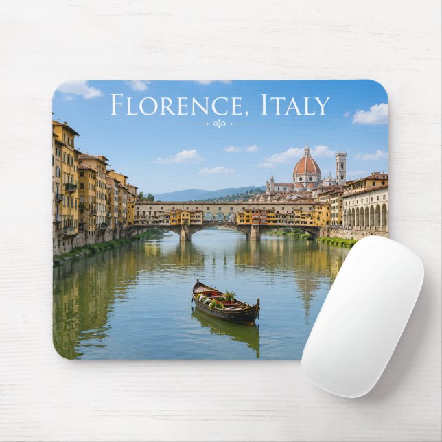 Ponte Vecchio Romantic Cityscape Artwork Mouse Mat (With Mouse)