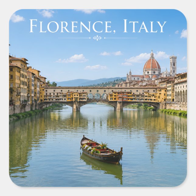Ponte Vecchio Romantic Cityscape Artwork Square Sticker (Front)