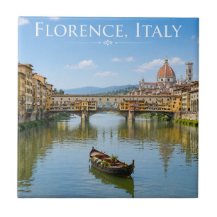 Ponte Vecchio Romantic Cityscape Artwork Tile