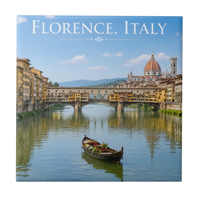 Ponte Vecchio Romantic Cityscape Artwork Tile (Front)
