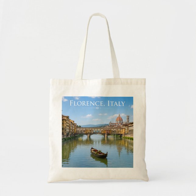 Ponte Vecchio Romantic Cityscape Artwork Tote Bag (Front)