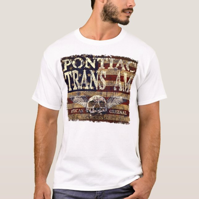 Pontiac Trans Am Design Against Eroded Flag T-Shirt (Front)