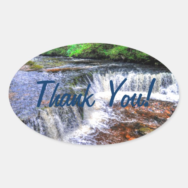 Pontneddfechan Falls Walking Trail Thank You Oval Sticker (Front)