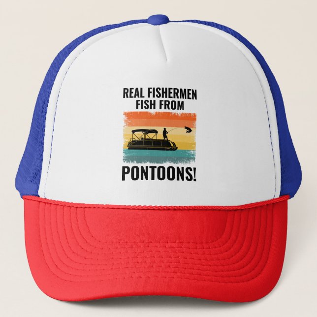 Pontoon boat Captain Boating Pontooning Fishing Trucker Hat (Front)