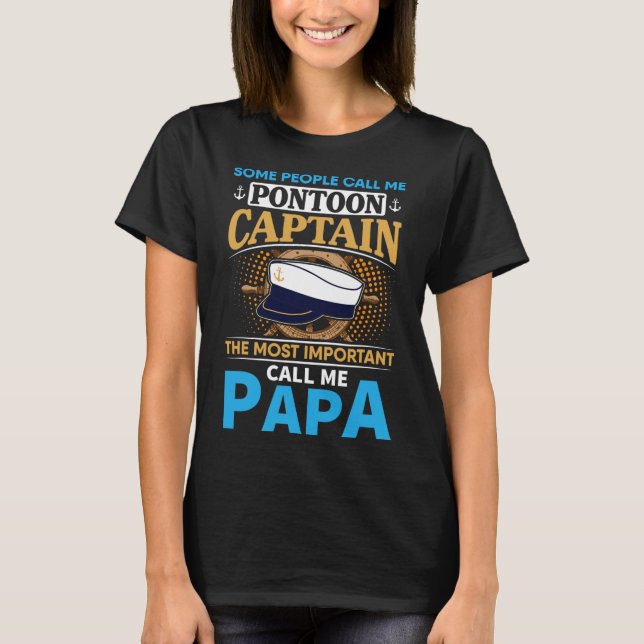 Pontoon Boat Captain Gift For Grandfather Dad Papa T-Shirt (Front)