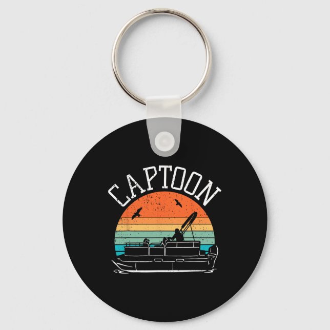 Pontoon Boat Captain I Captoon I Skipper Pontoon B Key Ring (Front)