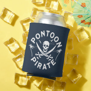 Pontoon Boat Funny Pontoon Pirate Can Cooler