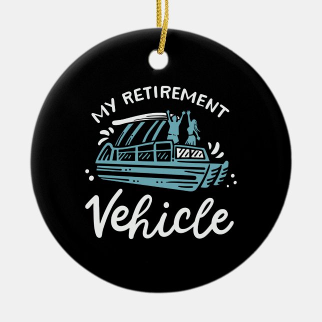 Pontoon Boat - My Retirement Vehicle Ceramic Tree Decoration (Front)