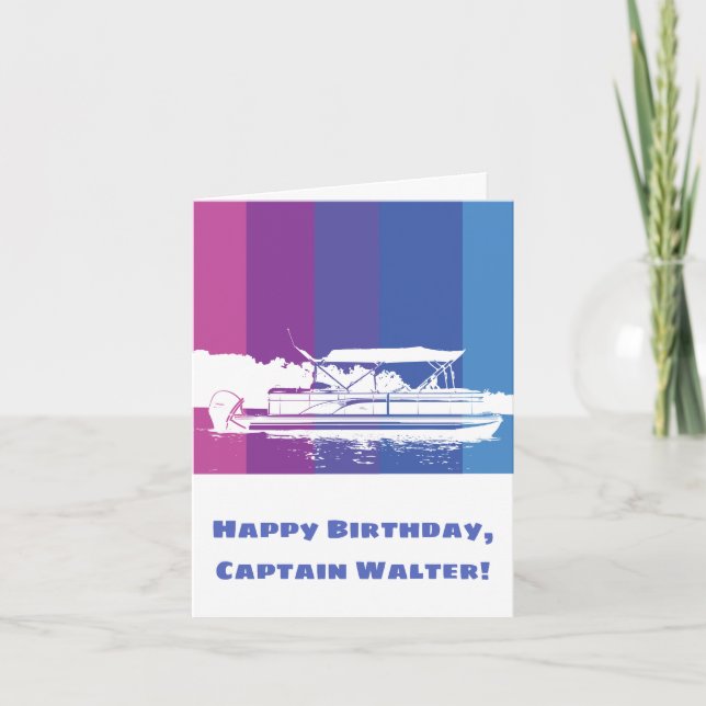 Pontoon Boat Owners Personalised Birthday Card (Front)