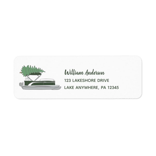 Pontoon Boat with Christmas Tree Return Address (Front)