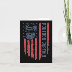 Pontoon Captain American Flag Funny Boating Boat 4 Card