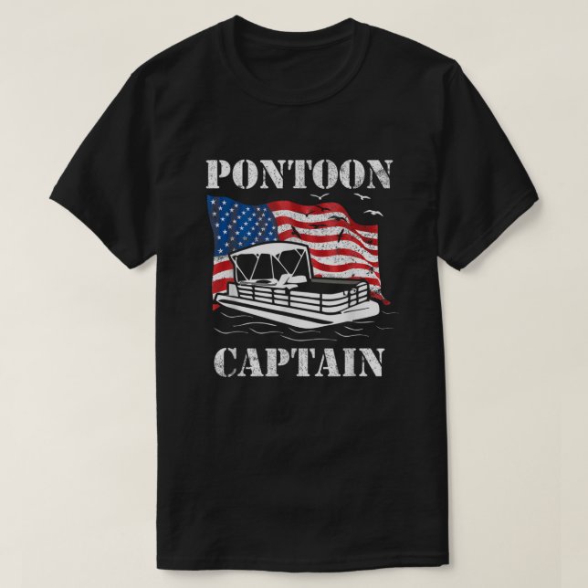 Pontoon Captain American Flag Pontoon Boat Lover U T-Shirt (Design Front)