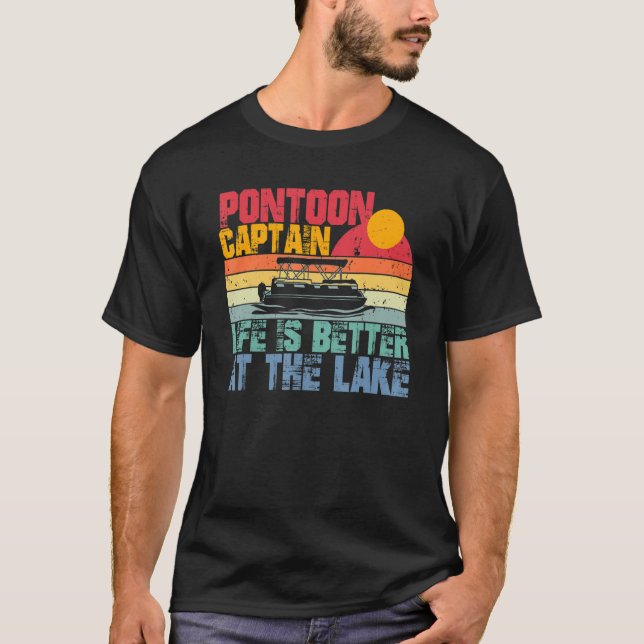 Pontoon Captain  At The Lake Vintage T-Shirt (Front)