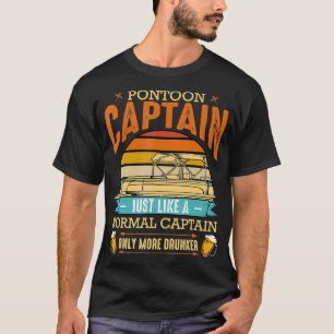Pontoon Captain Beer Drinker Boat Lake River T-Shirt