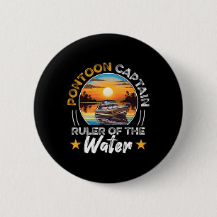 Pontoon Captain Boat Boating Retro Vintage 6 Cm Round Badge