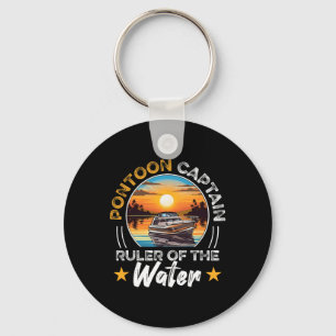 Pontoon Captain Boat Boating Retro Vintage Key Ring
