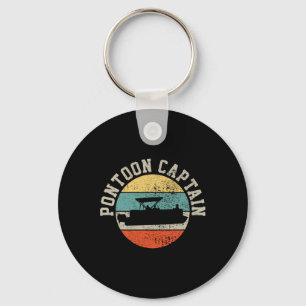 Pontoon Captain Boating Retro Gift Key Ring