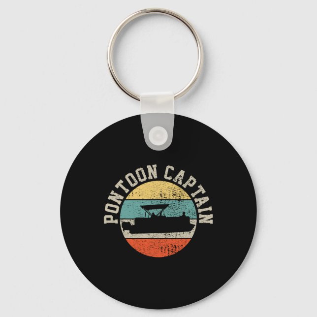 Pontoon Captain Boating Retro Gift  Key Ring (Front)