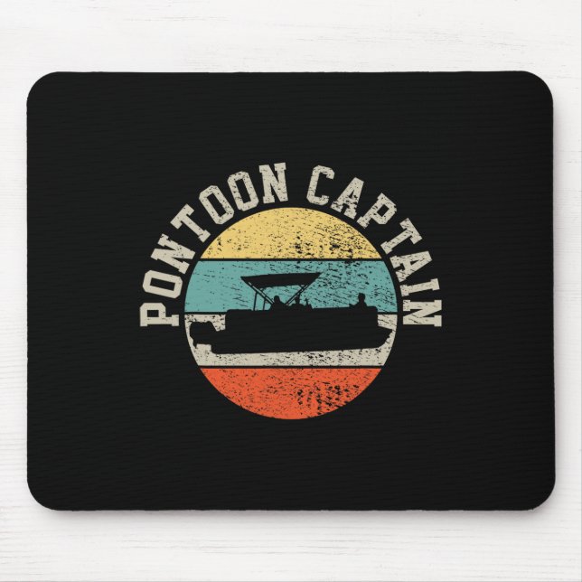 Pontoon Captain Boating Retro Gift  Mouse Mat (Front)