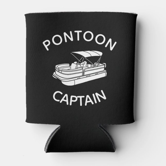Pontoon Captain - Can Cooler - Funny Boating Gift  (Front)