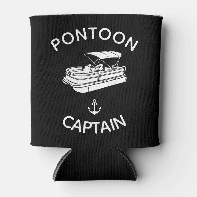 Pontoon Captain - Can Cooler - Funny Boating Gift  (Front)