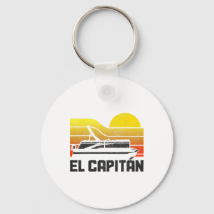 Pontoon Captain El Capitan Pontooning Boating Vint Key Ring