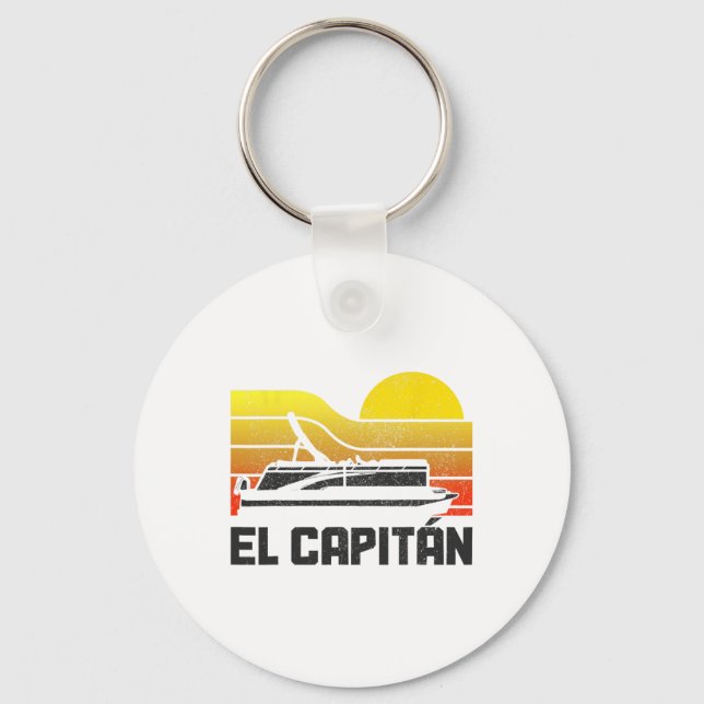 Pontoon Captain El Capitan Pontooning Boating Vint Key Ring (Front)