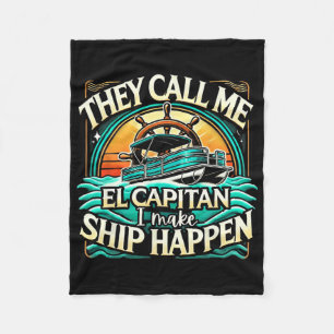 Pontoon Captain Men Pontoon Boat Captain Boating Fleece Blanket