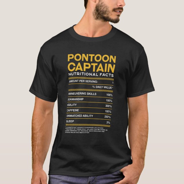 Pontoon Captain Nutrition Facts Pontoon Boat T-Shirt (Front)