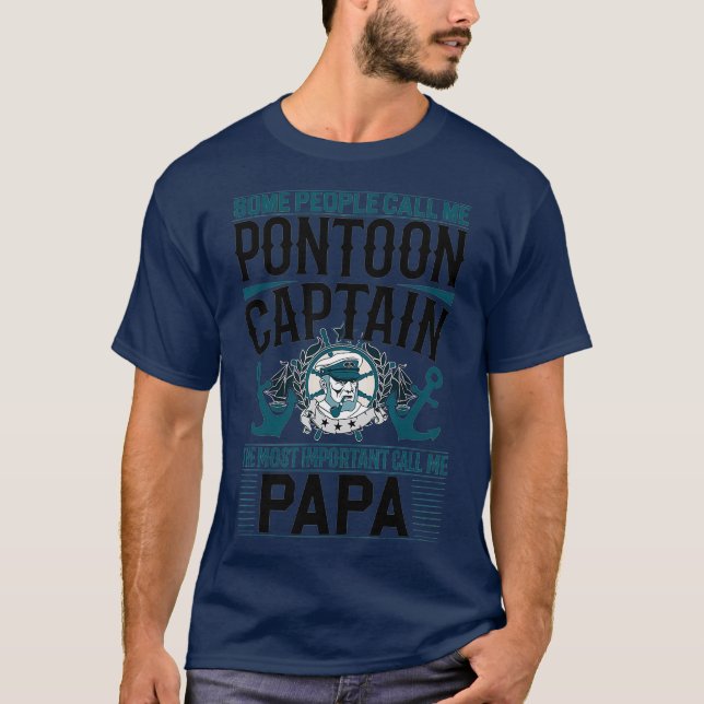 Pontoon Captain Papa  Fathers Day T-Shirt (Front)