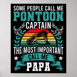 Pontoon Captain Papa Pontooning Boating Poster